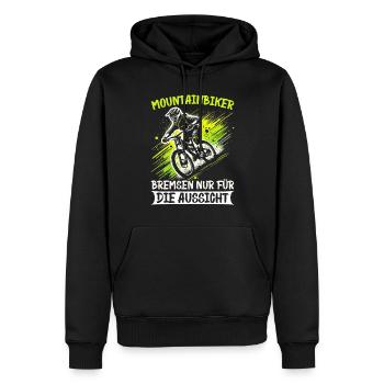 Vététistes, amateurs de VTT, cyclisme - Sweat à capuche Premium bio Homme - noir - Devant - Nico (187cm)