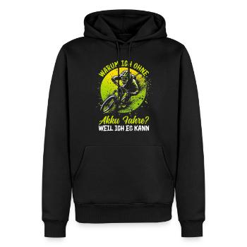 Vététistes, amateurs de VTT, cyclisme - Sweat à capuche Premium bio Homme - noir - Devant - Nico (187cm)