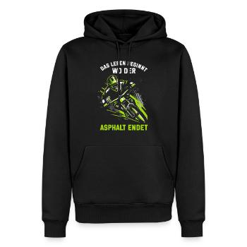 Vététistes, amateurs de VTT, cyclisme - Sweat à capuche Premium bio Homme - noir - Devant - Nico (187cm)