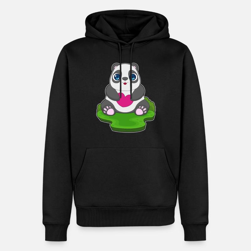 Cœur de panda - Sweat à capuche Premium bio Homme - noir
