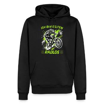 Vététistes, amateurs de VTT, cyclisme - Sweat à capuche Premium bio Homme - noir - Devant - Nico (187cm)