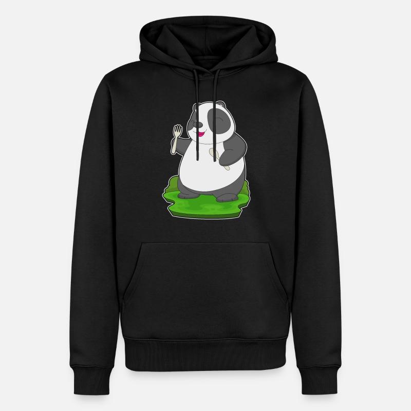 Panda Spoon Fork - Men’s Premium Organic Hoodie - black