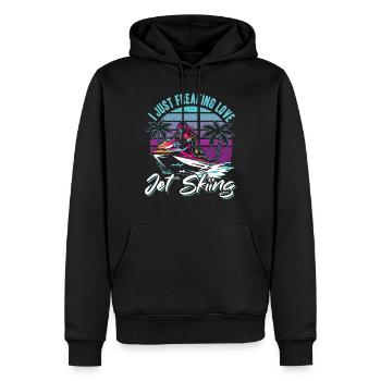 Jetski Lover - I just freaking love jet skiing - Männer Premium Bio Hoodie - Schwarz - Vorne - Nico (187cm)