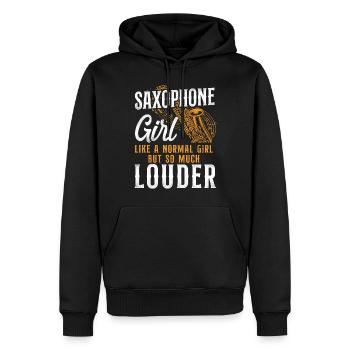 Saxophone Saxophone Girl Like A - Sweat à capuche Premium bio Homme - noir - Devant - Nico (187cm)