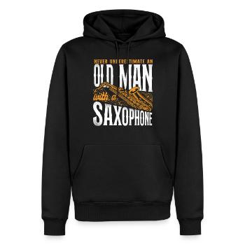 Saxophone Never Underestimate An - Männer Premium Bio Hoodie - Schwarz - Vorne - Nico (187cm)