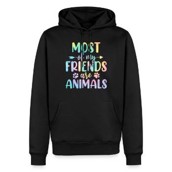 Die meisten meiner Freunde sind Tiere Tie Dye Tier - Männer Premium Bio Hoodie - Schwarz - Vorne - Nico (187cm)