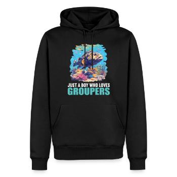 mérou mérou - Sweat à capuche Premium bio Homme - noir - Devant - Nico (187cm)