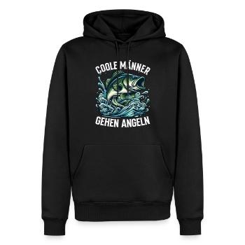 Angel Fischer Angler Angelurlaub Fischjäger - Männer Premium Bio Hoodie - Schwarz - Vorne - Nico (187cm)