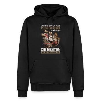 Angel Fischer Angler Angelurlaub Fischjäger - Männer Premium Bio Hoodie - Schwarz - Vorne - Nico (187cm)