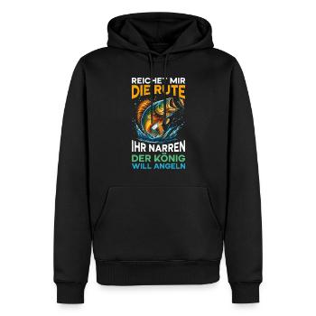 Angel Fischer Angler Angelurlaub Fischjäger - Männer Premium Bio Hoodie - Schwarz - Vorne - Nico (187cm)