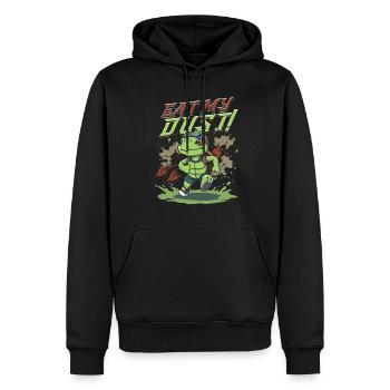 Sprint Athlétisme Sprint Mange ma poussière - Sweat à capuche Premium bio Homme - noir - Devant - Nico (187cm)