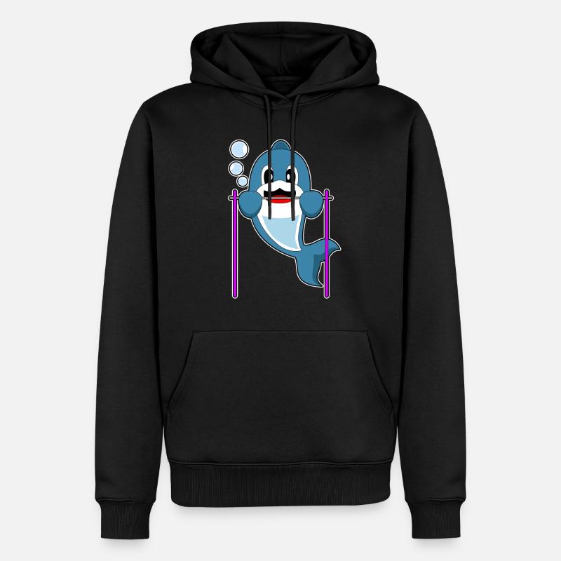 Dolphin Bodybuilder Pull-ups - Men’s Premium Organic Hoodie - black