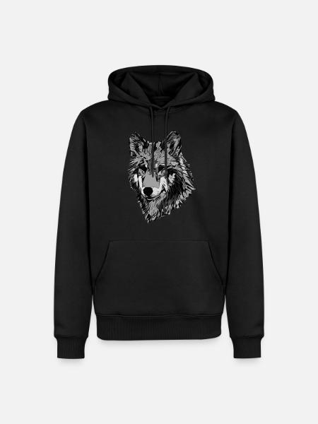 Abstraktes Hunde Gesicht - Männer Premium Bio Hoodie - Schwarz