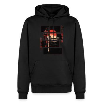 Japanische Zeichen Krieger Vintage 1975 Geburtstag - Männer Premium Bio Hoodie - Schwarz - Vorne - Nico (187cm)