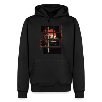 Japanische Zeichen Krieger Vintage 1976 Geburtstag - Männer Premium Bio Hoodie - Schwarz - Vorne - Nico (187cm)