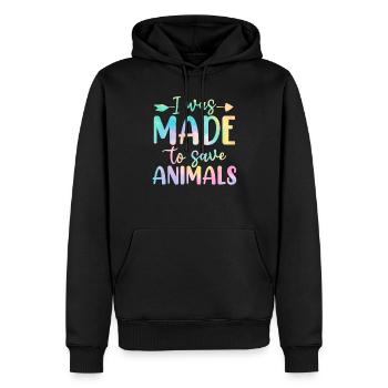 J’ai été fait pour sauver les animaux activiste tie dye - Sweat à capuche Premium bio Homme - noir - Devant - Nico (187cm)