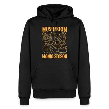Chasseur de champignons Saison de la folie des champignons - Sweat à capuche Premium bio Homme - noir - Devant - Nico (187cm)