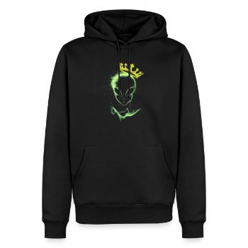 Alien avec une couronne - Sweat à capuche Premium bio Homme - noir - Devant - Nico (187cm)