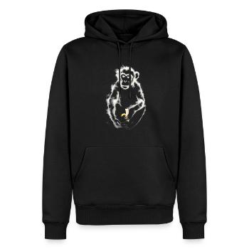 Affe isst Banane / Affe - Männer Premium Bio Hoodie - Schwarz - Vorne - Nico (187cm)