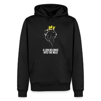 Un lion appartient au lion sauvage avec couronne - Sweat à capuche Premium bio Homme - noir - Devant - Nico (187cm)