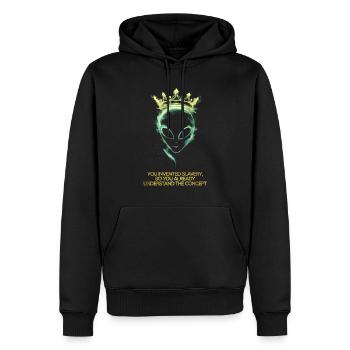 Alien mit Krone, du hast die Sklaverei erfunden - Männer Premium Bio Hoodie - Schwarz - Vorne - Nico (187cm)