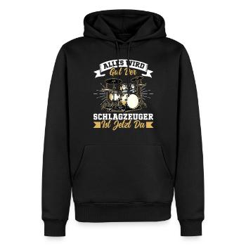 Batteur Batteur Percussion Musiciens - Sweat à capuche Premium bio Homme - noir - Devant - Nico (187cm)