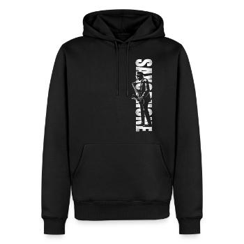 Saxophones Saxophones - Sweat à capuche Premium bio Homme - noir - Devant - Nico (187cm)