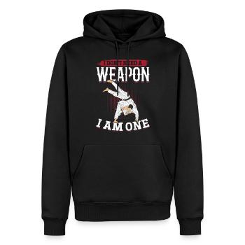 Je n’ai pas besoin d’une arme, j’en suis une - Judo drôle - Sweat à capuche Premium bio Homme - noir - Devant - Nico (187cm)