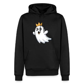 Doodle-Geist mit Krone - Männer Premium Bio Hoodie - Schwarz - Vorne - Nico (187cm)