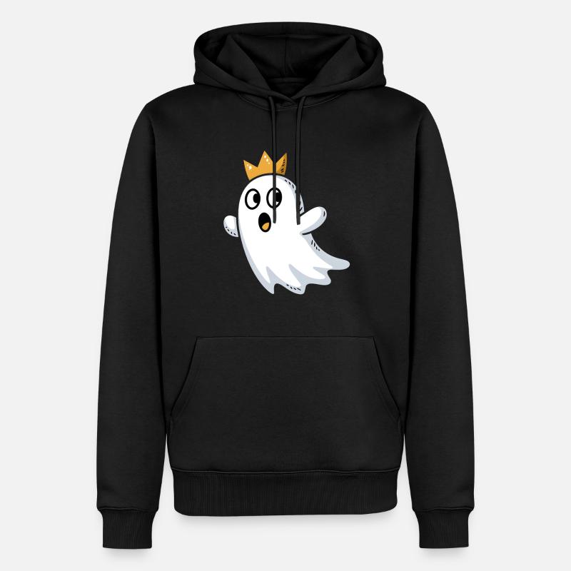 Doodle-Geist mit Krone - Männer Premium Bio Hoodie - Schwarz
