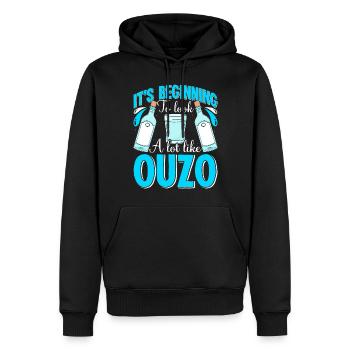 Grèce Ouzo - Sweat à capuche Premium bio Homme - noir - Devant - Nico (187cm)