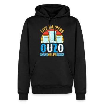 Griechenland Ouzo - Männer Premium Bio Hoodie - Schwarz - Vorne - Nico (187cm)