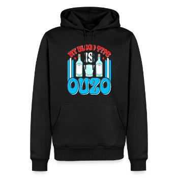 Grèce Ouzo - Sweat à capuche Premium bio Homme - noir - Devant - Nico (187cm)
