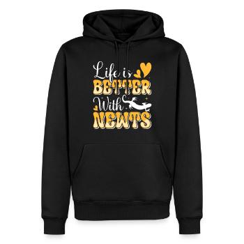 Molch - Männer Premium Bio Hoodie - Schwarz - Vorne - Nico (187cm)