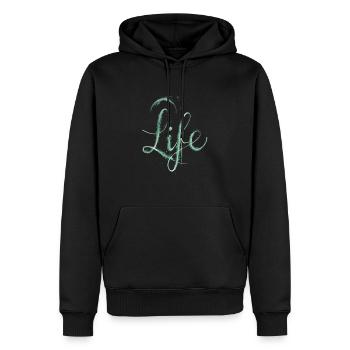 life green dust - Men’s Premium Organic Hoodie - black - Front - Nico (187cm)