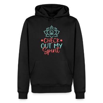 Yoga Check Out My Spirit Funny Yoga - Männer Premium Bio Hoodie - Schwarz - Vorne - Nico (187cm)