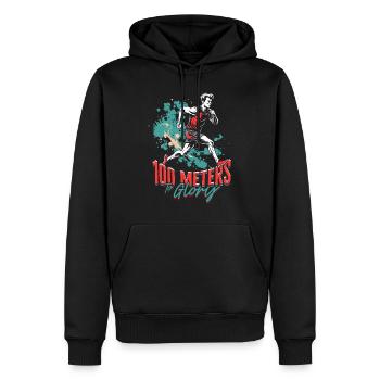 Sprint Athletics 100 Meters To Glory - Men’s Premium Organic Hoodie - black - Front - Nico (187cm)