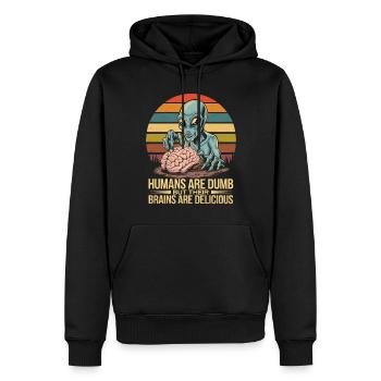 Les humains sont stupides, mais leur cerveau l’est - Sweat à capuche Premium bio Homme - noir - Devant - Nico (187cm)