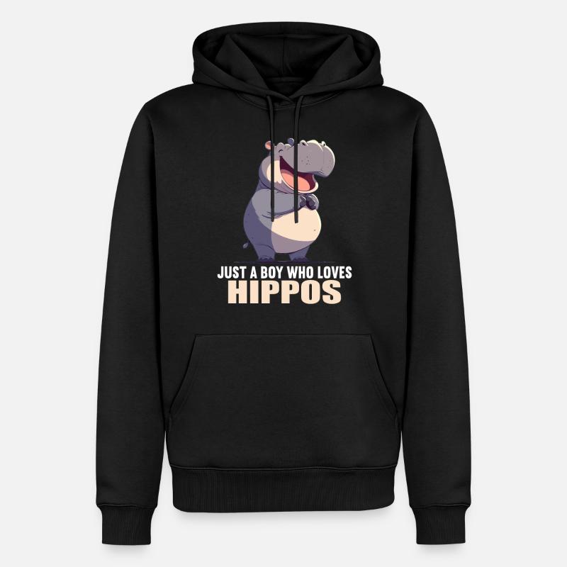 Nilpferd Flußpferd - Männer Premium Bio Hoodie - Schwarz