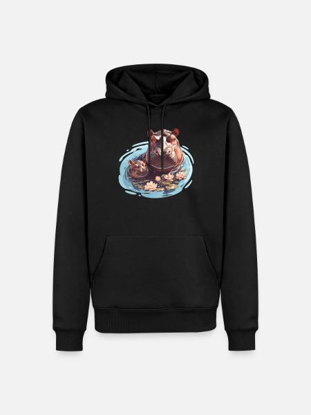 Nilpferd Flußpferd - Männer Premium Bio Hoodie - Schwarz