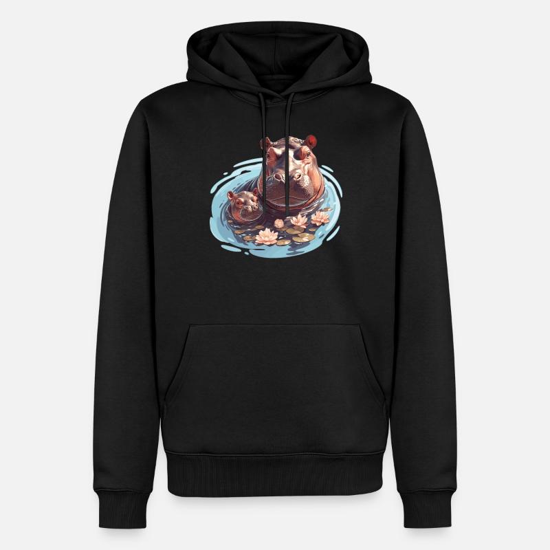 Nilpferd Flußpferd - Männer Premium Bio Hoodie - Schwarz