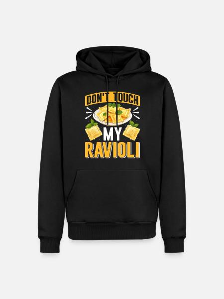 Hands off my ravioli motif - Men’s Premium Organic Hoodie - black