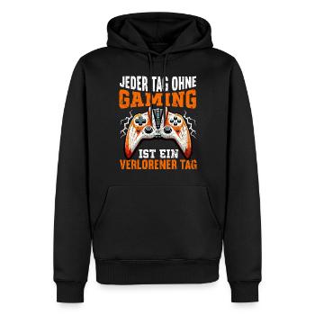 Jeux Gamer Gamer Lecteur vidéo Console PC Jeux - Sweat à capuche Premium bio Homme - noir - Devant - Nico (187cm)