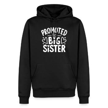 Promu à l’annonce de grossesse de la grande sœur - Sweat à capuche Premium bio Homme - noir - Devant - Nico (187cm)