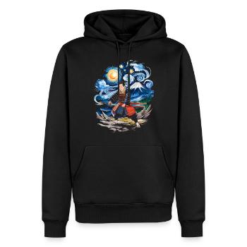 sternenklare nacht ronin berg fuji japanisch - Männer Premium Bio Hoodie - Schwarz - Vorne - Nico (187cm)