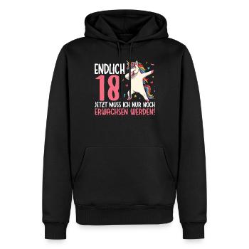 Finally 18 Now just growing up - Men’s Premium Organic Hoodie - black - Front - Nico (187cm)
