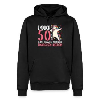 Finally 50 Now just growing up - Men’s Premium Organic Hoodie - black - Front - Nico (187cm)