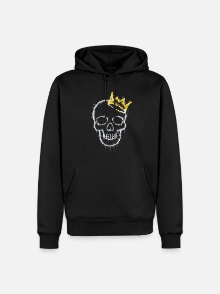 Schädel mit Krone - Männer Premium Bio Hoodie - Schwarz