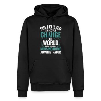 Sie Glaubte, Dass Sie Die Welt Verändern Könnte, - Männer Premium Bio Hoodie - Schwarz - Vorne - Nico (187cm)