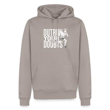 Sprint Athletics Dépassez vos doutes - Sweat à capuche Premium bio Homme - taupe - Devant - Nico (187cm)